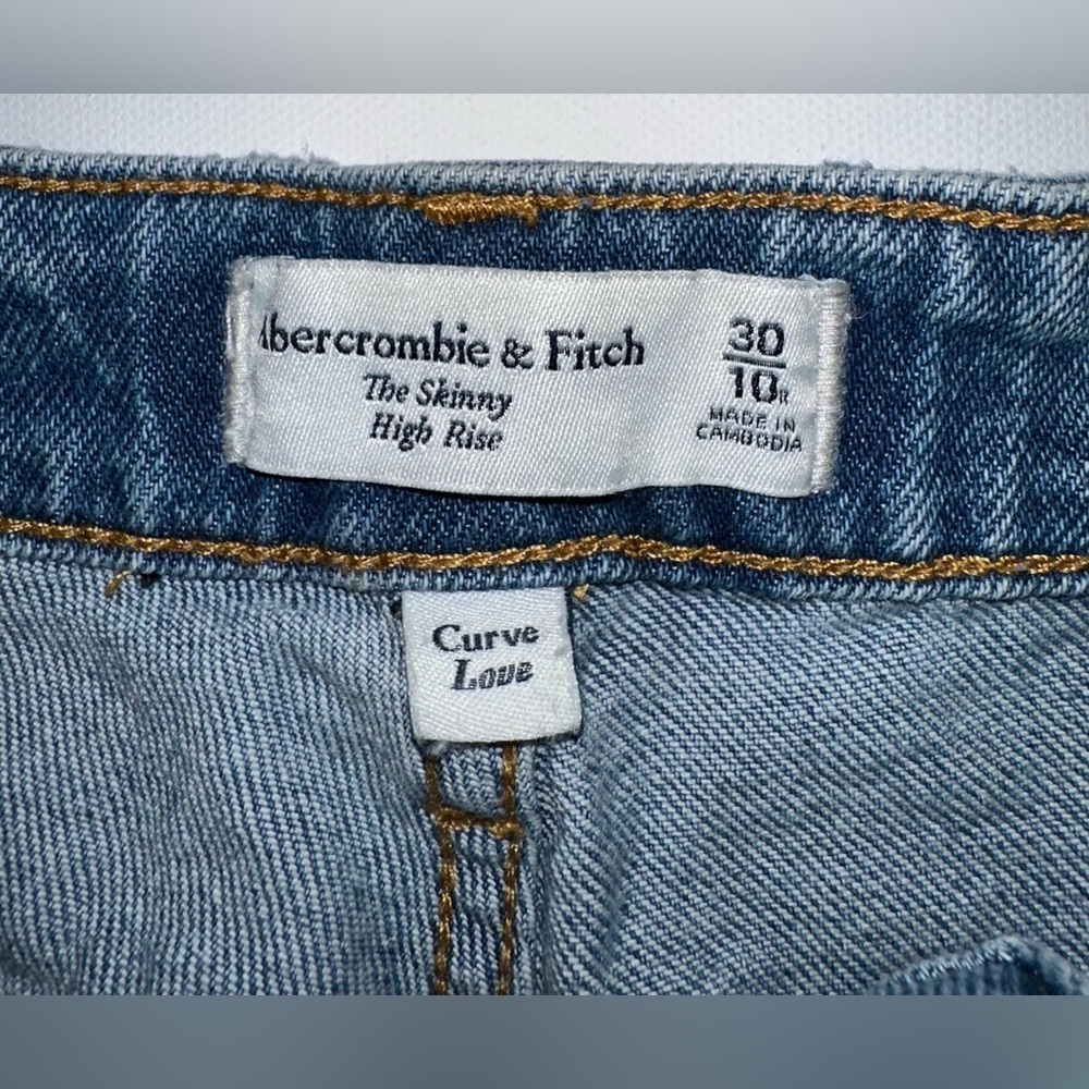 Abercrombie & Fitch Curve Love High Rise Skinny Jeans Women’s 10 Blue Stretch - Picture 3 of 8